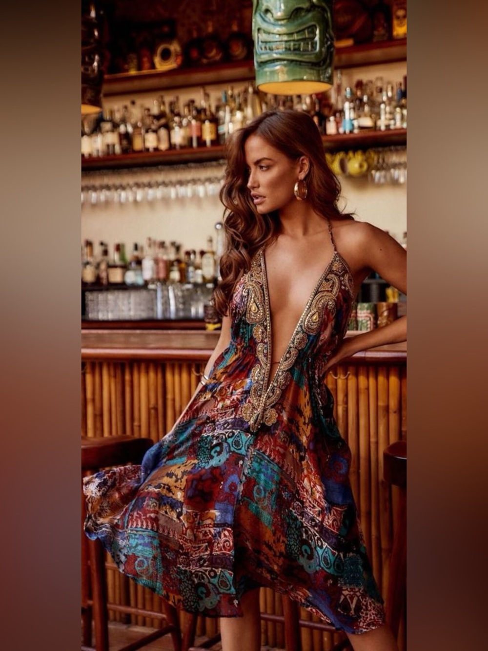 NWT 12th tribe silk beaded embroidered boho patchwork dress coverup